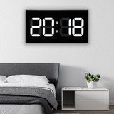 Creative Wall Clock Alarm Clock Simple Remote Control Perpetual Calendar Electronic Clock US Plug, Style:Single-sided Remote Control(White Font)