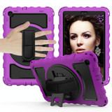 For Samsung Galaxy Tab A 10.1 2019 (T510 / T515) 360 Degree Rotation PC + Silicone Shockproof Combination Case with Holder & Hand Grip Strap & Neck Strap(Purple)