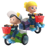 Electric Universal Stunt Tricycle Rotating Cartoon Toy Car with Light Music, Random Color Delivery(Girl)