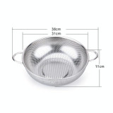 3 PCS Stainless Steel Round Wash Basket Binaural Wash Rice Basket Drain Basin, Inner Diameter:31cm