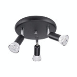 9W Round Three Head LED GU10 Ceiling Light Adjustable Mirror Front Spotlight, Emitting Color:Without Bulb(Black)