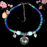 5 PCS Cat Bell Collar Handmade Cat Dog National Style Necklace, Size:Medium 26+7cm(Blue)