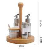 Wooden Creative Seasoning Jar Set Kitchen Rack(Round)