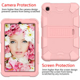 For Samsung Galaxy Tab A 8.4 (2020) Shockproof Two-Color Silicone Protection Case with Holder(Rose Gold)