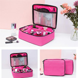 Cosmetic Bag Large Capacity Simple Wash Bag Travel Waterproof Portable Cosmetic Storage Bag, Style:Net Pocket(Rose Red)