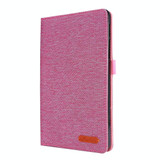 For Samsung Galaxy Tab A 8.4 (2020) Horizontal Flip TPU + Fabric PU Leather Protective Case with Name Card Clip(Rose Red)
