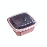 Creative Multifunctional Double-deck Drain Basket Kitchen Refrigerator Fresh Box Plastic Fruit Storage Basket with Lid(Pink)