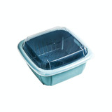 Creative Multifunctional Double-deck Drain Basket Kitchen Refrigerator Fresh Box Plastic Fruit Storage Basket with Lid(Sky Blue)