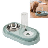Stainless Steel Dog and Cat Double Bowl Automatic Waterer Not Wet Mouth Pet Food Bowl(Blue)