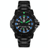 addies MY-047 Outdoor Sports Multifunctional Waterproof Luminous Watch Alloy Watchstrap Quartz Watch for Men(Blue Light)