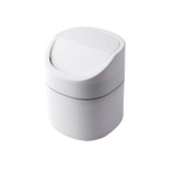 Household Mini Desktop Trash Can Covered Debris Storage Cleaning Cylinder Box, Style:Flip Lip(White)