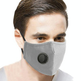 5 PCS for Men Women Washable Replaceable Filter Breath-Valve PM2.5 Dustproof Face Mask(Grey)