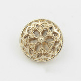 Gold 100 PCS Hollow Flower Shape Metal Button Clothing Accessories, Diameter:25mm