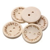 100 PCS English Alphabet Carved Round Wooden Buttons, Size:20mm