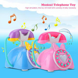 Child Simulation Retro Telephone Light Music Cartoon Early Education Puzzle Musical  Toys(Pink)