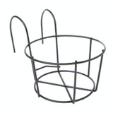 Balcony Fence Round Metal Flower Stand Wrought Iron Wall-mounted Flower Pot Stand, Size:M(Black)