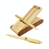 Creative Maple Pen Set with Wooden Pen Box Student Stationery Office Gifts, Style:2PCS Ballpoint Pen+Pen Box