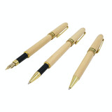 Creative Maple Pen Set with Wooden Pen Box Student Stationery Office Gifts, Style:2PCS Ballpoint Pen+Pen Box