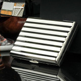 Double-gun Copper Corrugated Cigarette Case, Capacity:16 PCS Silver