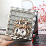 Hand-studded Mini Folding Cosmetic Mirror Portable Mirror Double Sided Mirror