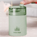 Wheat Straw Hand Press Toothpick Box Toothpicks Storage Box(Green)