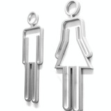 2 PCS Acrylic Toilet Symbol Adhesive Backed Bathroom Toilet Door Sign for Hotel(Silver)