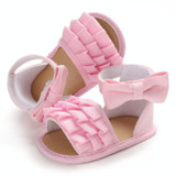 Summer Baby Girl Shoes Cute Crib Breathable Anti-Slip Bowknot Sandals Toddler Soft Soled Shoes, Size:13cm(Pink)