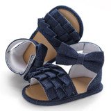 Summer Baby Girl Shoes Cute Crib Breathable Anti-Slip Bowknot Sandals Toddler Soft Soled Shoes, Size:13cm(Dark Blue)