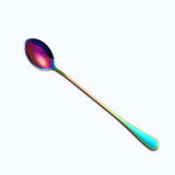 2 PCS Stainless Steel Rainbow Long Handled Coffee Scoops Cold Drink Stirring Spoon for Dessert Cake, Style:Sharp Spoon(Colorful)