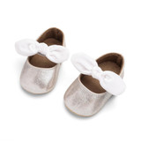 Baby Girl Toddler Shoes Newborn Soft Cloth Shoes Princess Shoes Flat Shoes, Size:13(Silver)