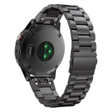 For Garmin Fenix 5s 20mm Tri-Bead Stainless Steel Steel Watch Band(Black)