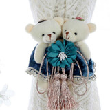 Cartoon Little Bear Curtain Buckle Curtain Strap(Flower Blue)