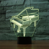 Piano Shape 3D Colorful LED Vision Light Table Lamp, USB Touch Version