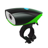 USB Charging Bike LED Riding Light, Charging 3 Hours with Horn & Line Control (Green)