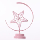 Star Moon Shape Iron Night Light Decorative Light, Battery Version (Pink)