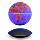 6 inch Rotation Illuminating English Magnetic Levitation Globe Office Crafts Ornaments, US Plug(Baby Blue)