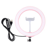 PULUZ 10.2 inch 26cm USB 10 Modes 8 Colors RGBW Dimmable LED Ring Vlogging Photography Video Lights with Cold Shoe Tripod Ball Head & Phone Clamp(Pink)