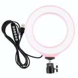 PULUZ 6.2 inch 16cm USB 10 Modes 8 Colors RGBW Dimmable LED Ring Vlogging Photography Video Lights with Tripod Ball Head(Pink)