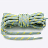 2 Pairs Round High Density Weaving Shoe Laces Outdoor Hiking Slip Rope Sneakers Boot Shoelace, Length:120cm(Light Gray-Yellow)
