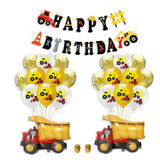 Construction Tractor Inflatable Air Balloons Birthday Excavator Vehicle Banners Baby Shower Kids Boys Birthday Party Supplies, Suit:Suit Four