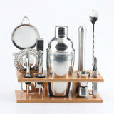 11 in 1 Stainless Steel Cocktail Shaker Tools Set with Wooden Mount, Capacity: 350ml