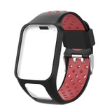 For TomTom Spark Runner 2 / 3 Strap Universal Model Two Color Silicone Replacement Wristband(Black Red)