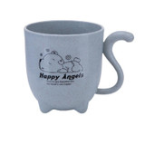 Wheat Straw Animal Cartoon Cat Tail Children's Cup Cute Wind Creative Coffee Cup Milk Four-legged Cup(Light Blue)