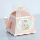 50 PCS Creative Hot Teapot Shape Wedding Candy Box Afternoon Tea Pastry Box(Pink)
