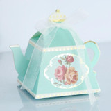 50 PCS Creative Hot Teapot Shape Wedding Candy Box Afternoon Tea Pastry Box(Blue)