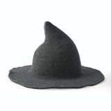 Halloween Personality Wizard Steeple Great Brim Wool Cap(Dark Grey)