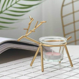 Wrought Iron Deer Candlestick Home Desktop Atmosphere Decoration Candle Holder Decoration(Gold)