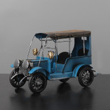 Vintage Wrought Iron Metal Classic Car Model Decoration(Blue)