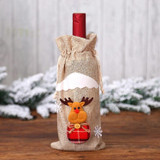 2 PCS Christmas Gift Wine Bottle Dust Cover Bag Home Table Decor(Burlap moose)