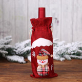 2 PCS Christmas Gift Wine Bottle Dust Cover Bag Home Table Decor(Red snowman)